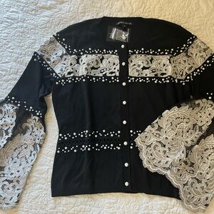 Boston proper lace sleeve cardigan